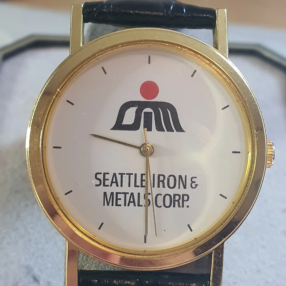 10/$20 Protyme Goldtone Seattle Iron & Metals Promotional Leather Men's Watch